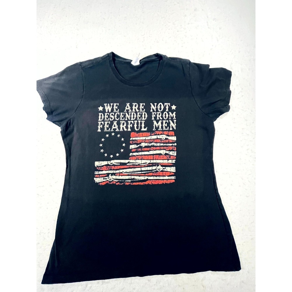 Port & Company T Shirt Womens M Black Patriotic Betsy Ross American Flag Graphic